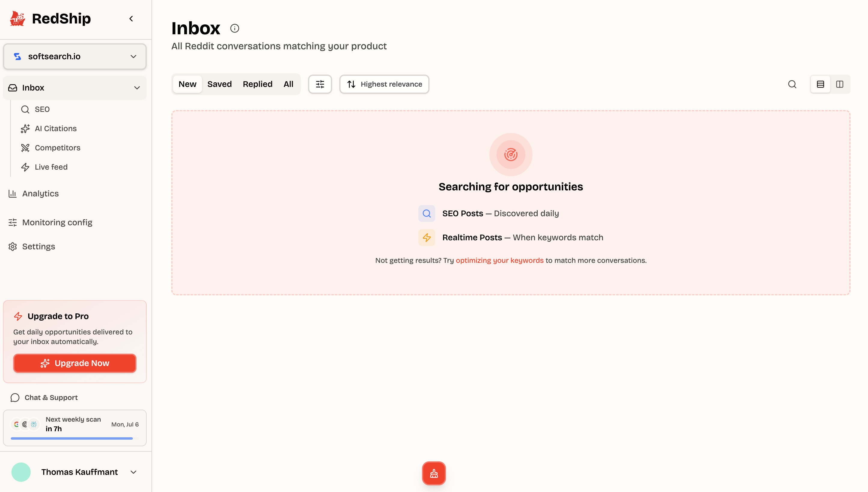 Generic Reddit keyword tracker showing noisy mention alerts